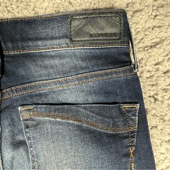 Express Jeans Womens 00 Cropped Skinny Mid Rise Dark Wash Streetwear Distressed - Picture 4 of 5